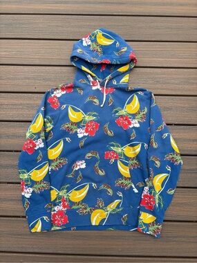 Polo Ralph Lauren Sailing Floral Print Blue Fleece Lined Hoodie Preppy Mens M